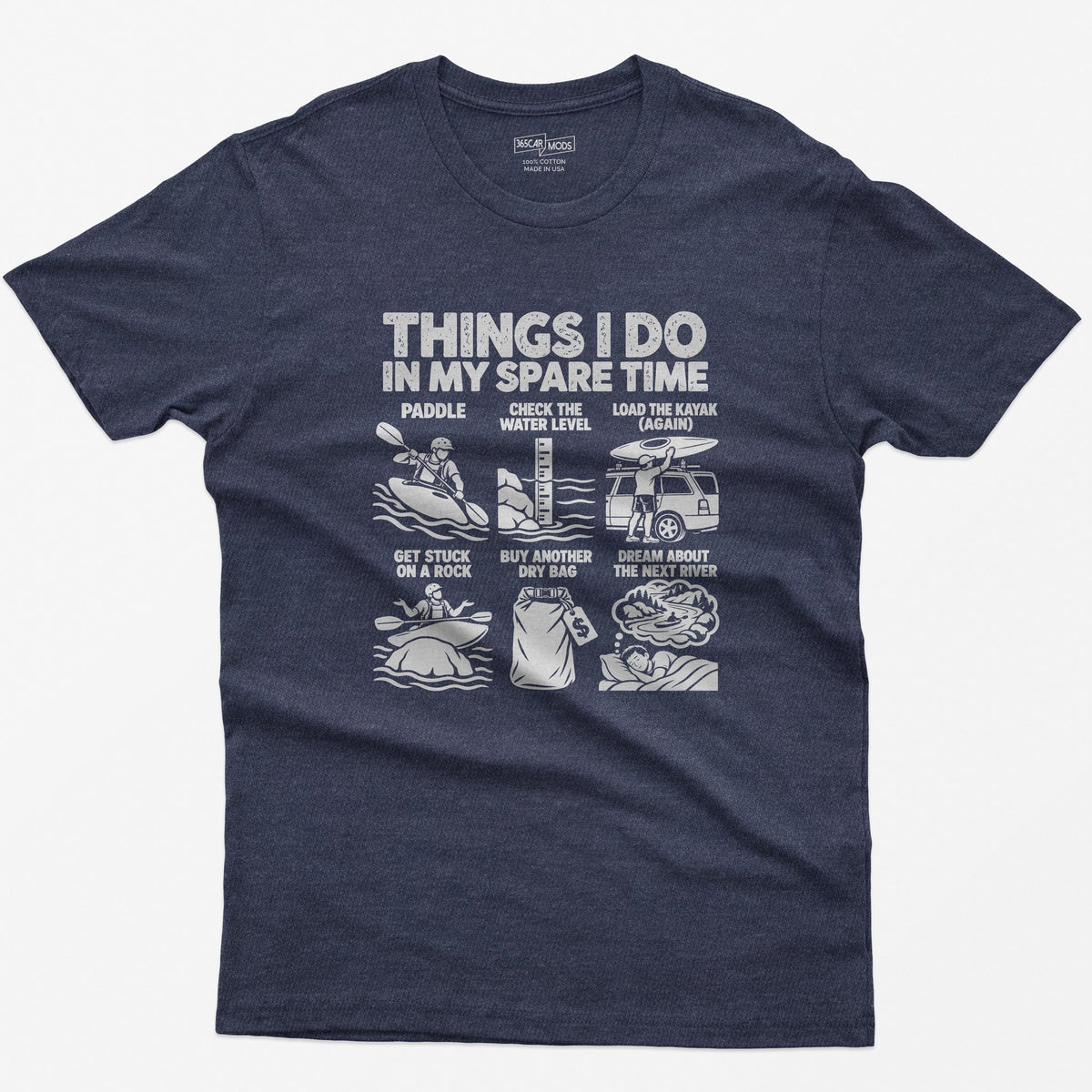 Things I Do In My Spare Time Kayaking T-Shirt in Heather Navy