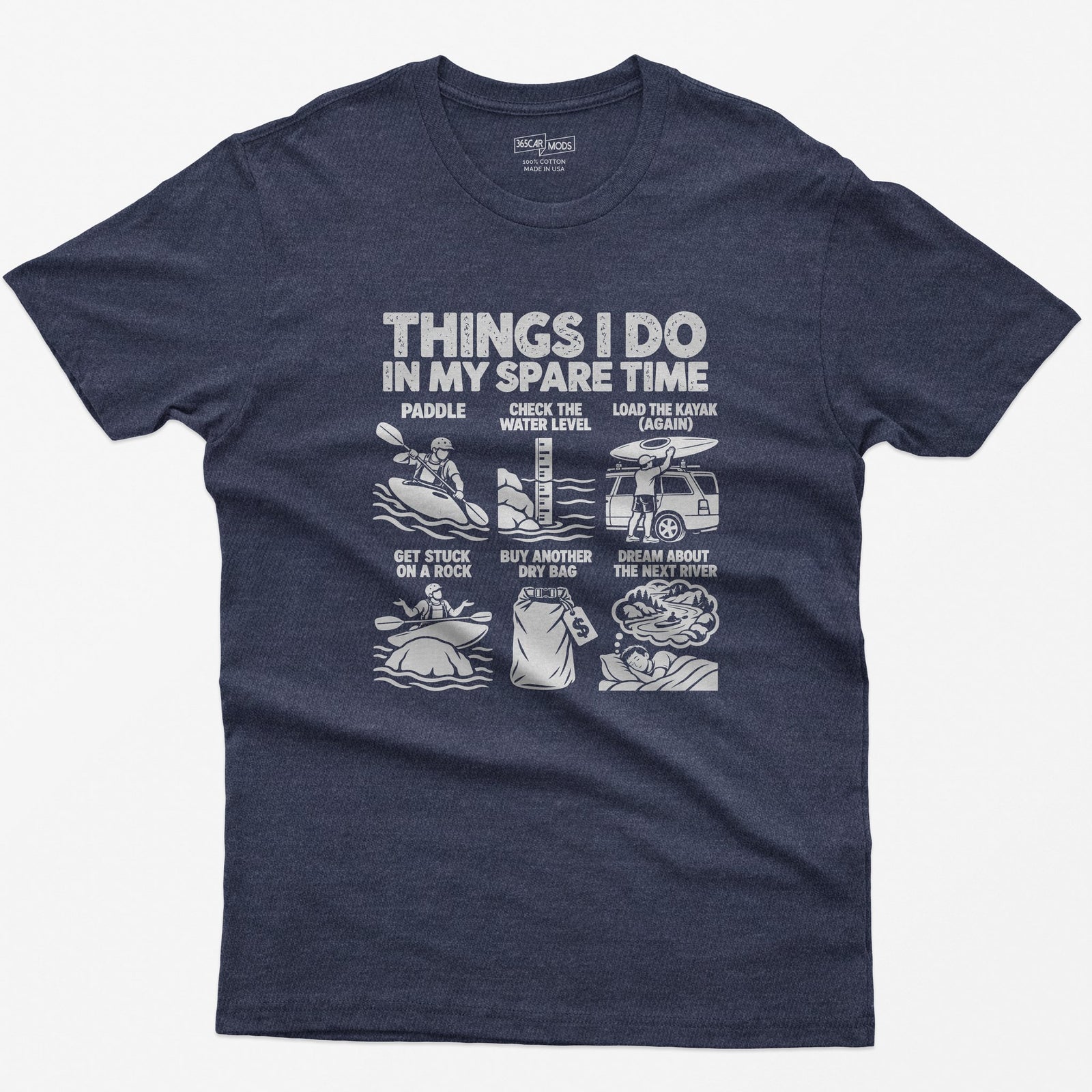 Things I Do In My Spare Time Kayaking T-Shirt in Heather Navy