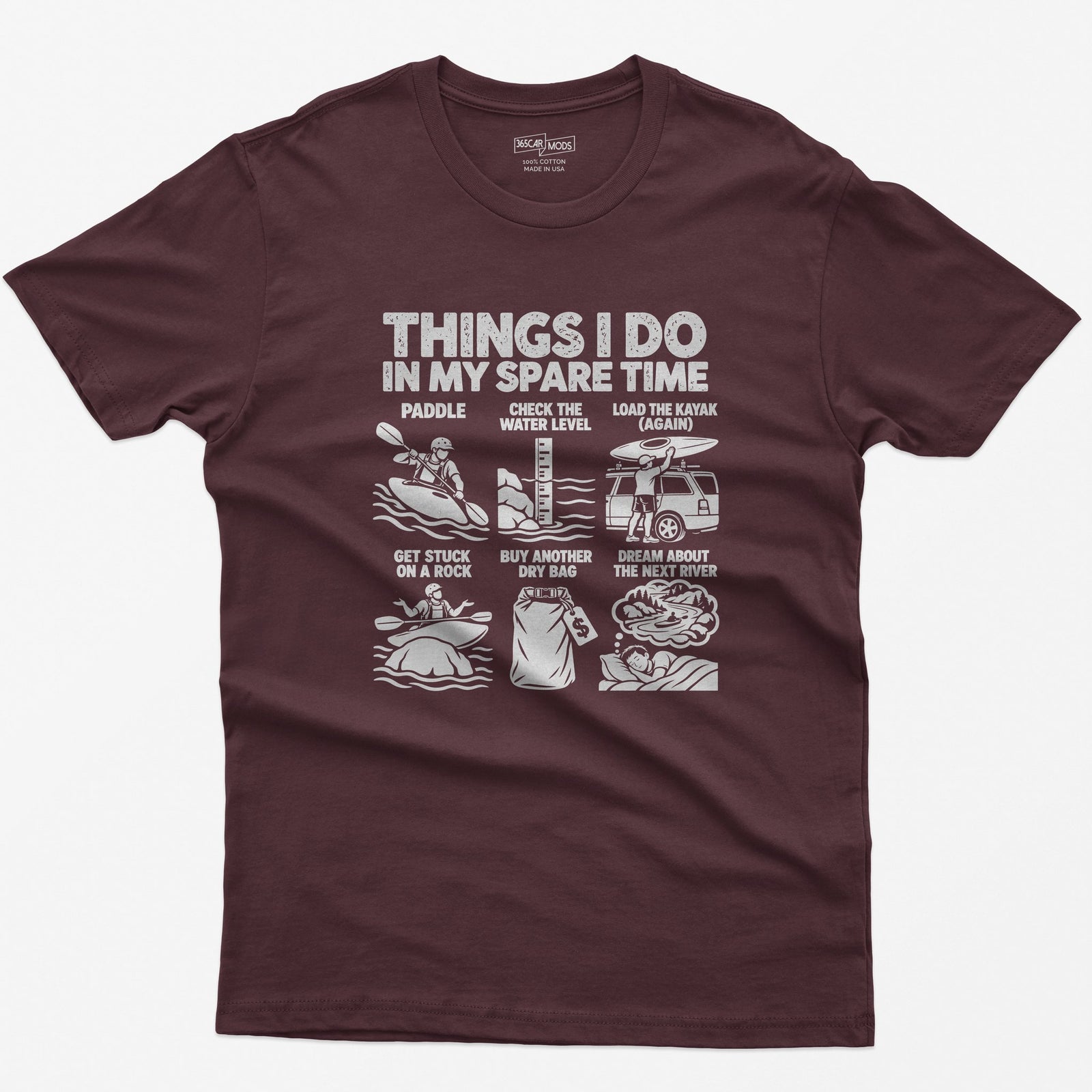 Things I Do In My Spare Time Kayaking T-Shirt in Maroon