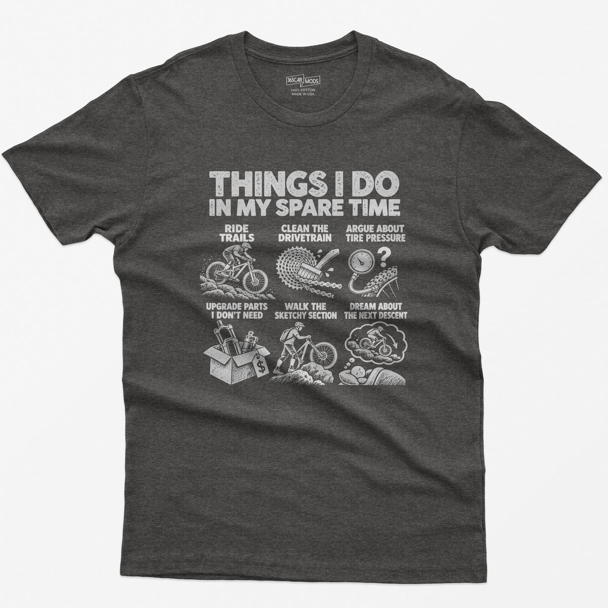 Things I Do In My Spare Time Mountain Bike T-Shirt in Dark Heather