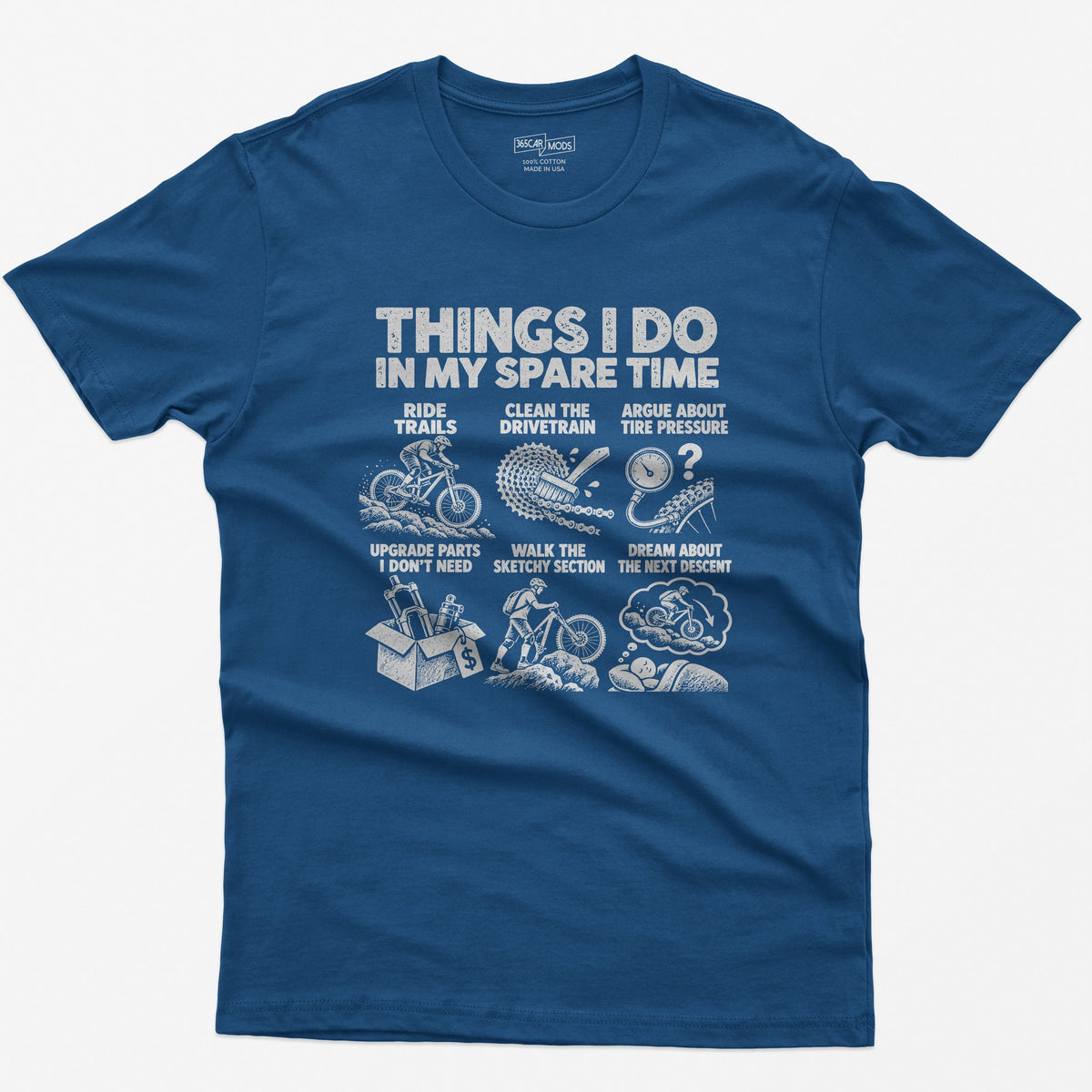 Things I Do In My Spare Time Mountain Bike T-Shirt in Royal