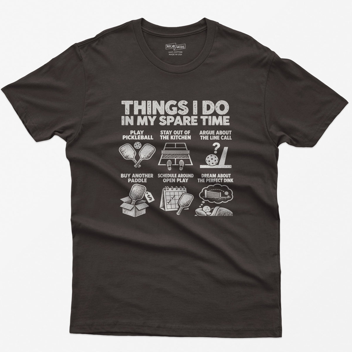 Things I Do In My Spare Time Pickleball T-Shirt in Dark Chocolate