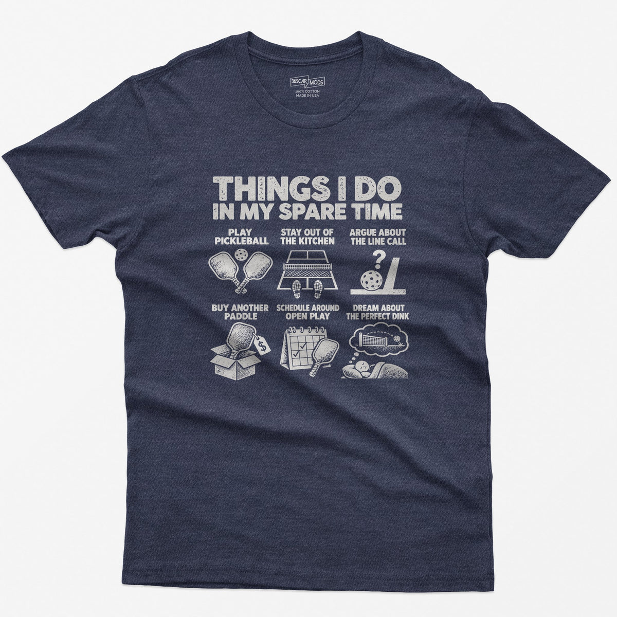 Things I Do In My Spare Time Pickleball T-Shirt in Heather Navy