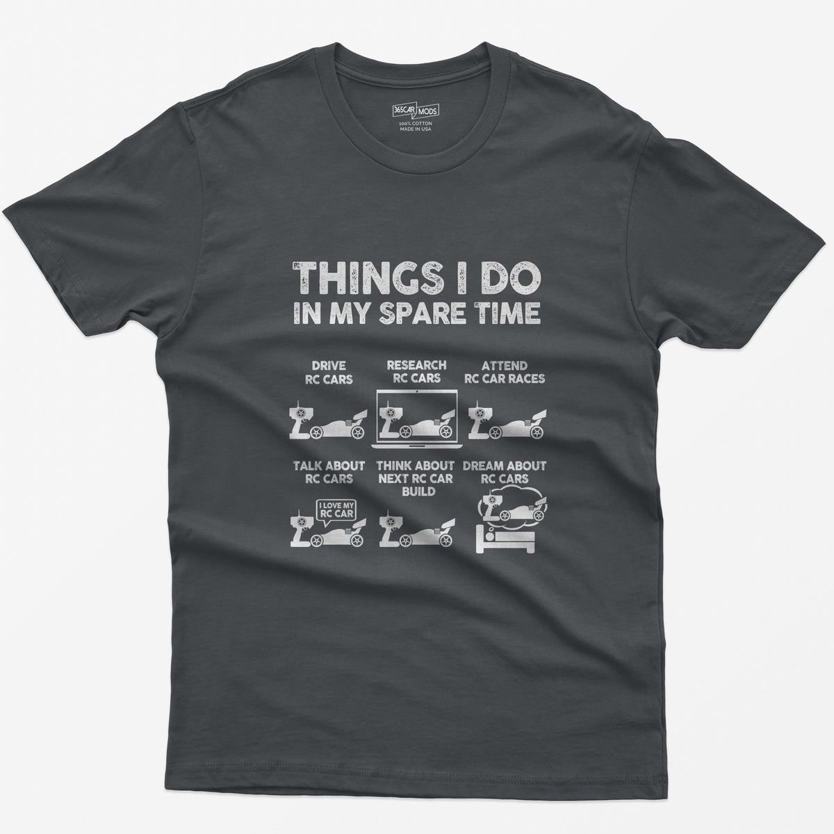 Things I Do In My Spare Time RC Car Racing T-Shirt - Charcoal