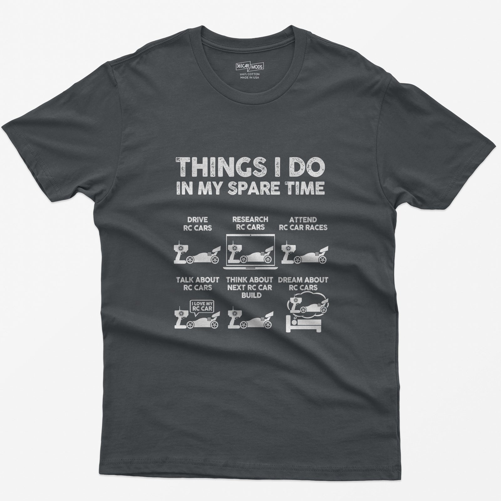 Things I Do In My Spare Time RC Car Racing T-Shirt - Charcoal