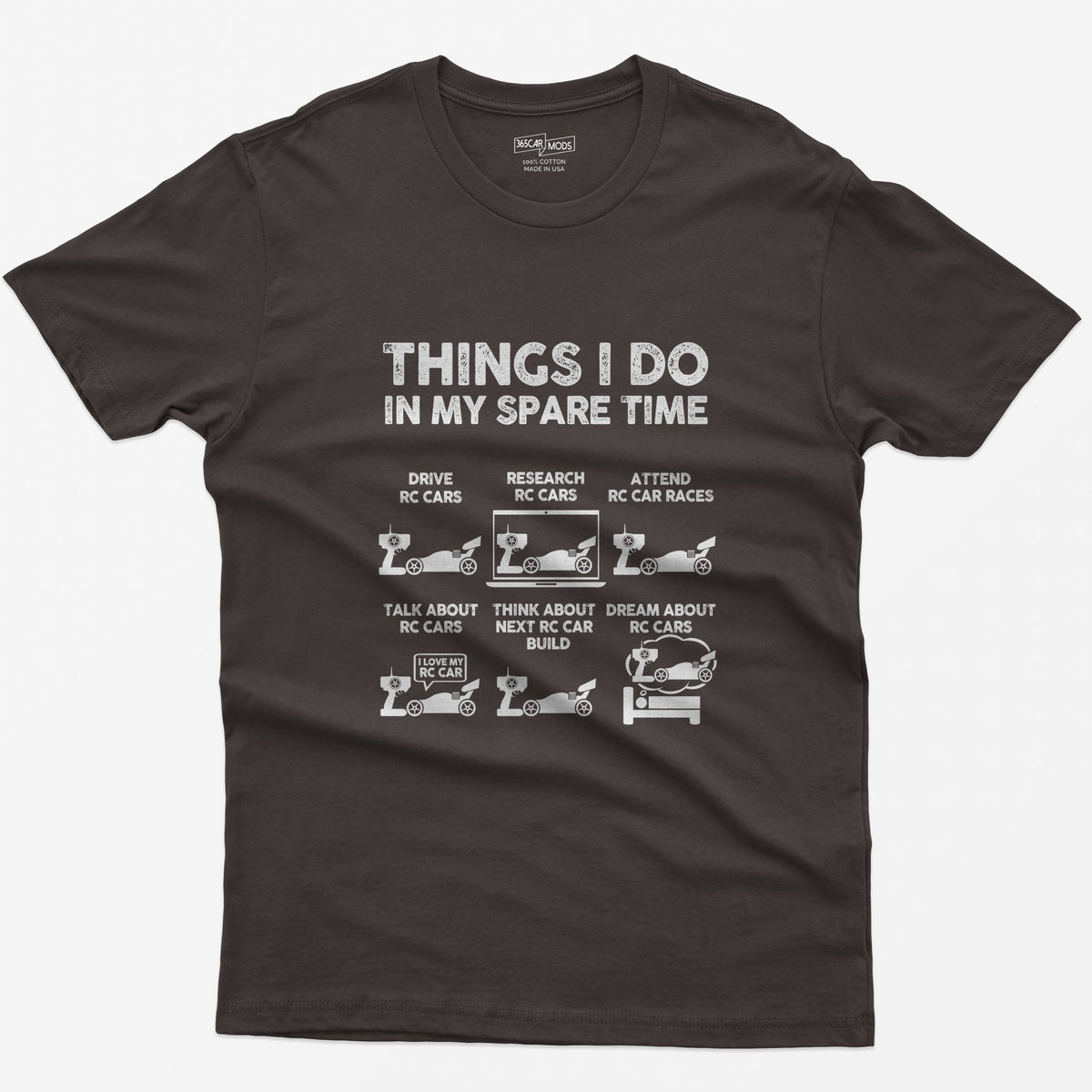 Things I Do In My Spare Time RC Car Racing T-Shirt - Dark Chocolate