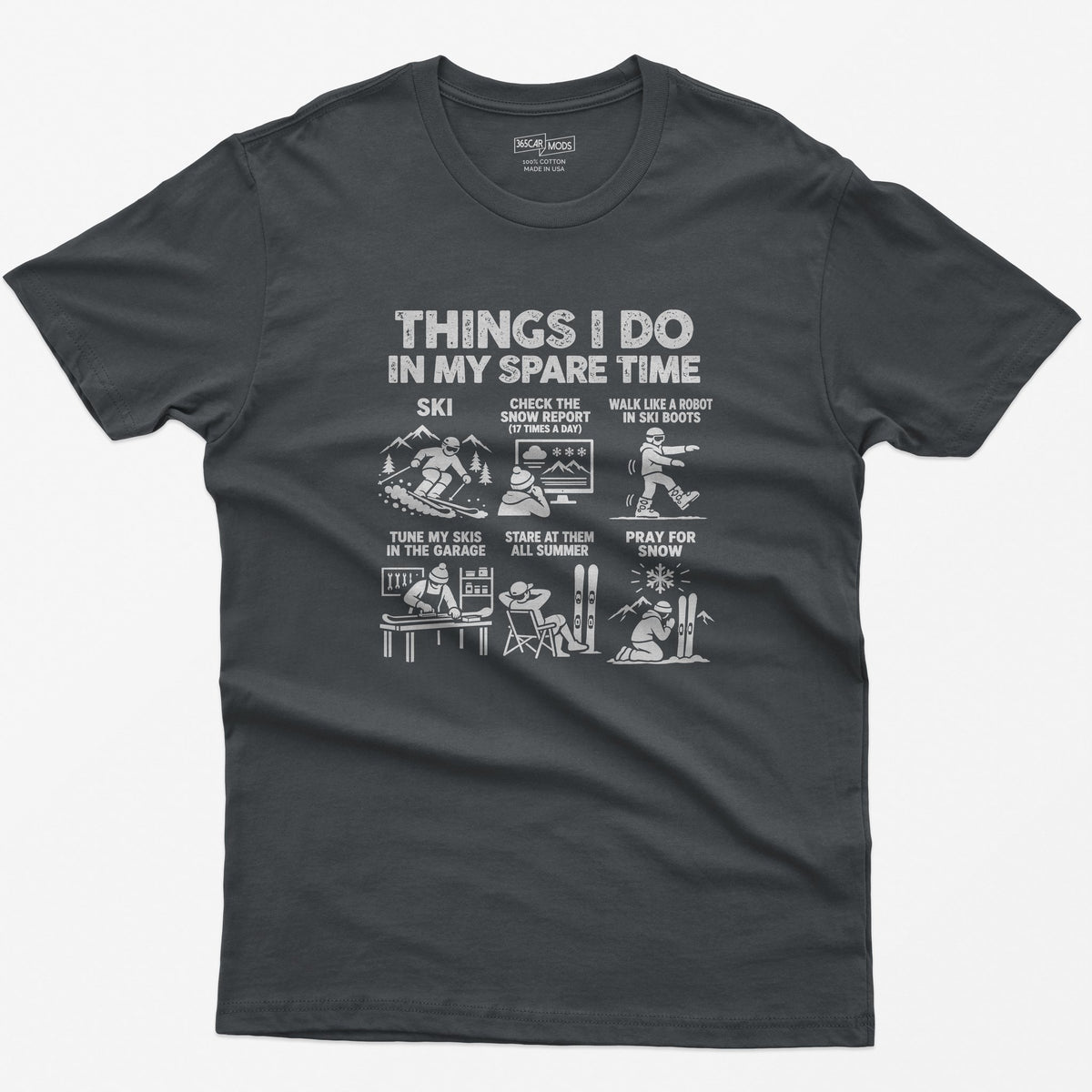 Ski spare time t-shirt in Charcoal