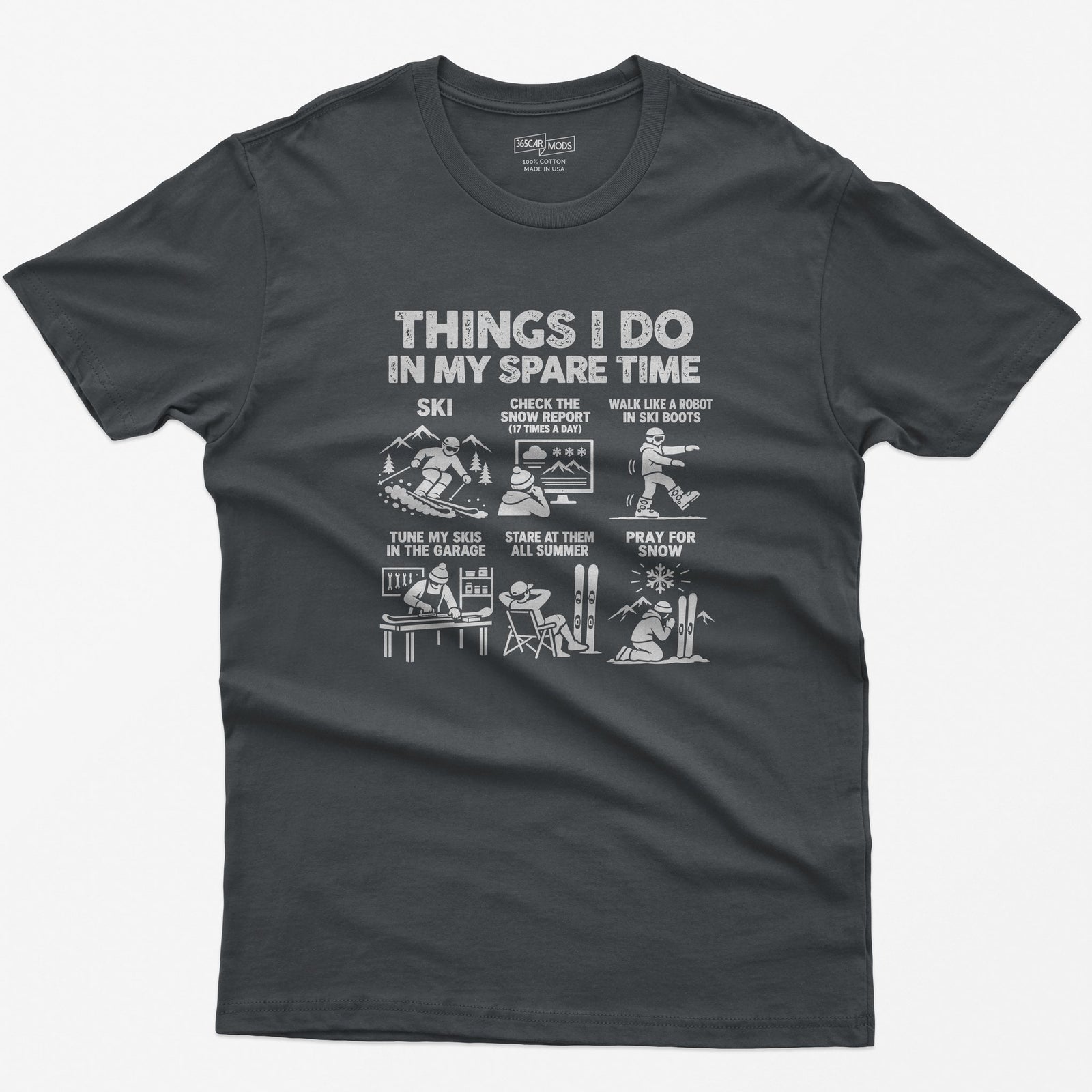 Ski spare time t-shirt in Charcoal