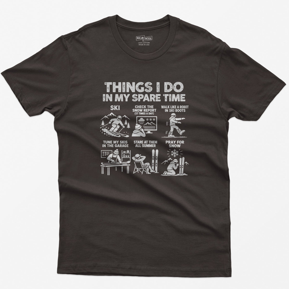 Ski spare time t-shirt in Dark Chocolate