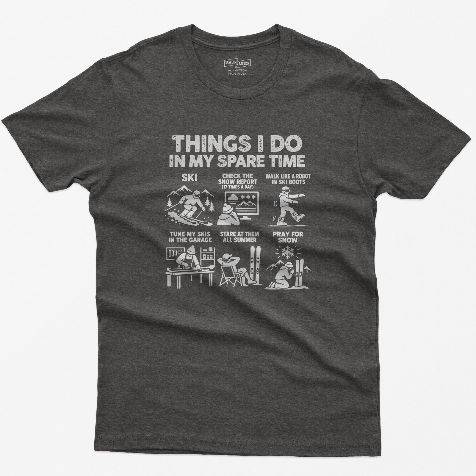 Ski spare time t-shirt in Dark Heather