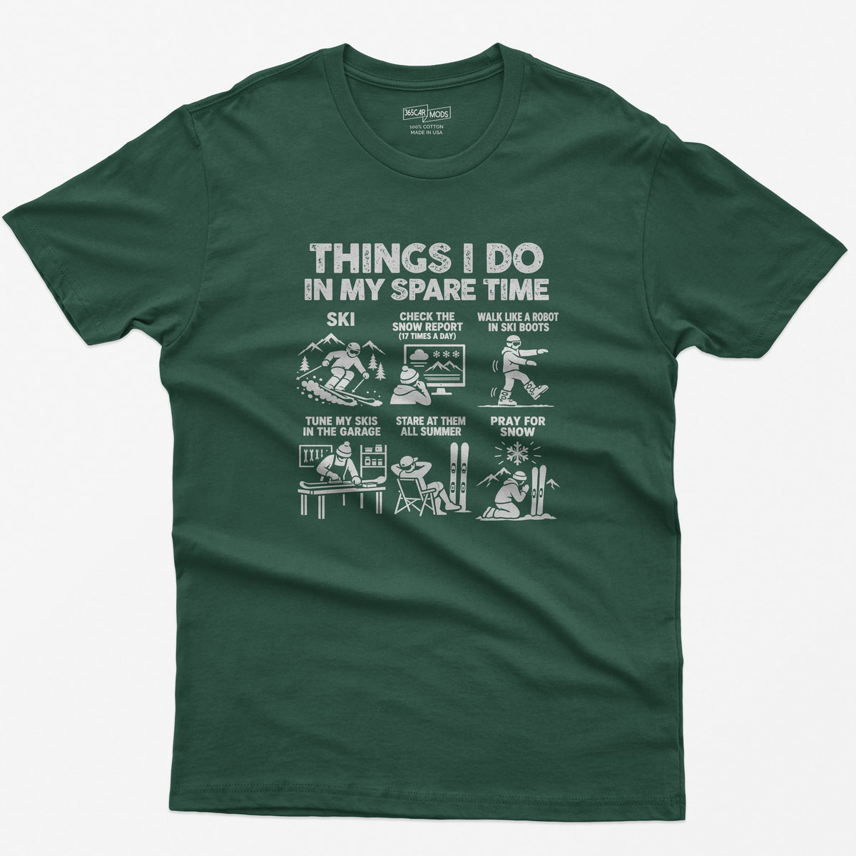 Ski spare time t-shirt in Forest Green