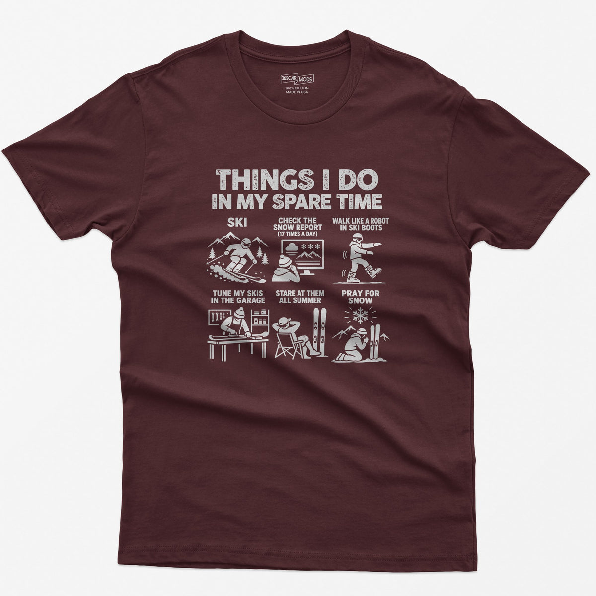 Ski spare time t-shirt in Maroon