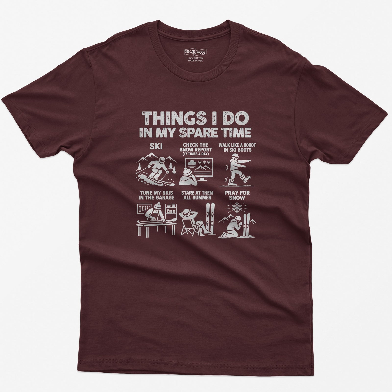 Ski spare time t-shirt in Maroon