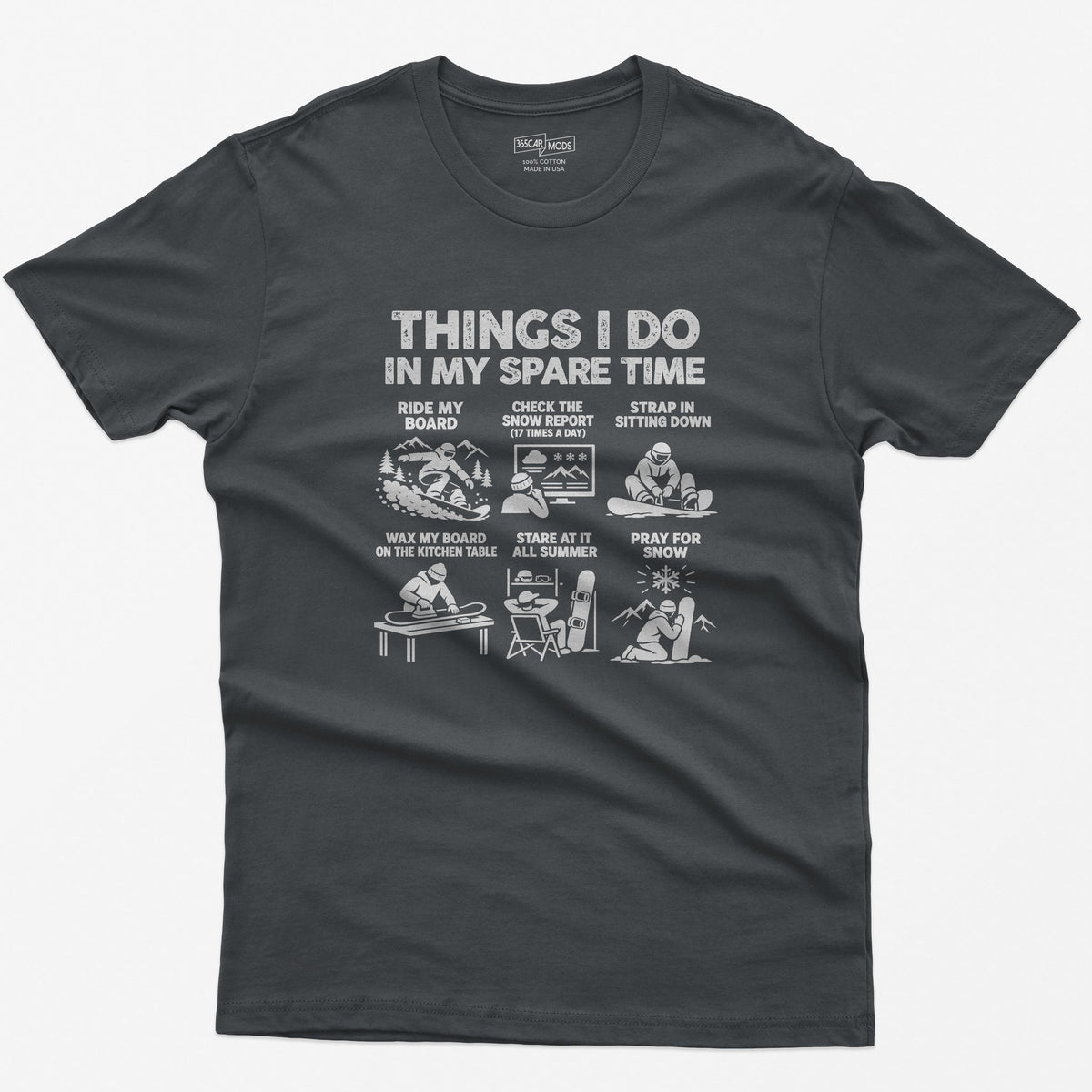 Snowboard spare time t-shirt in Charcoal