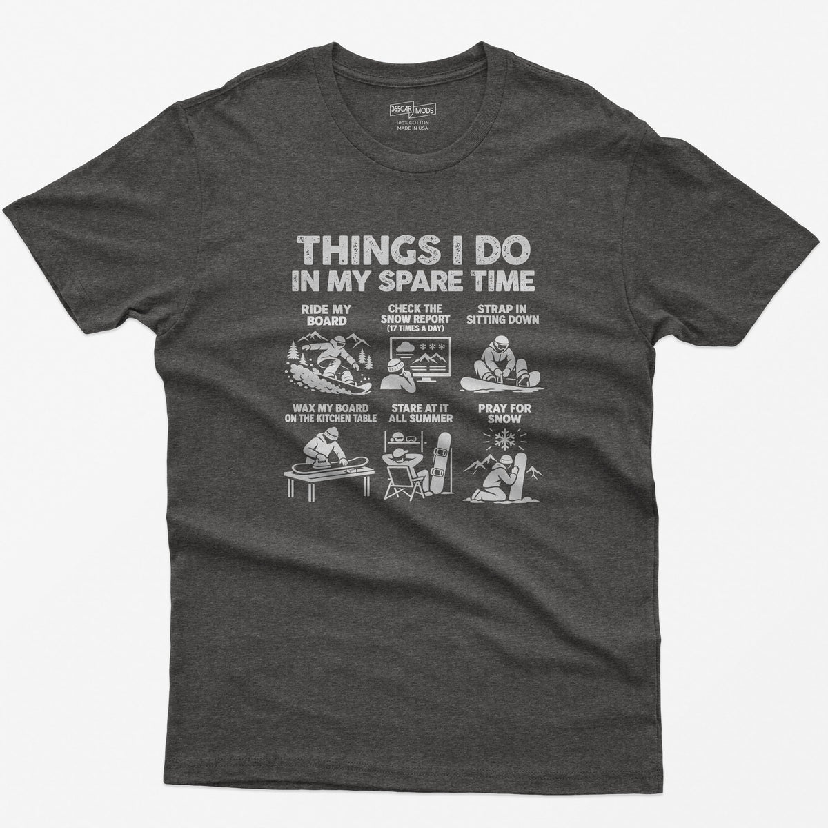 Snowboard spare time t-shirt in Dark Heather