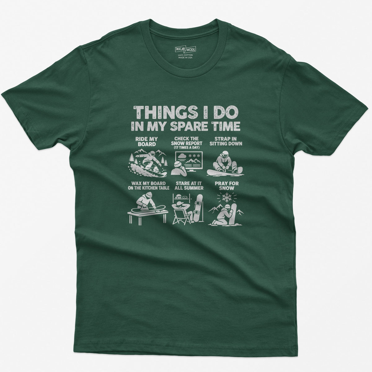 Snowboard spare time t-shirt in Forest Green