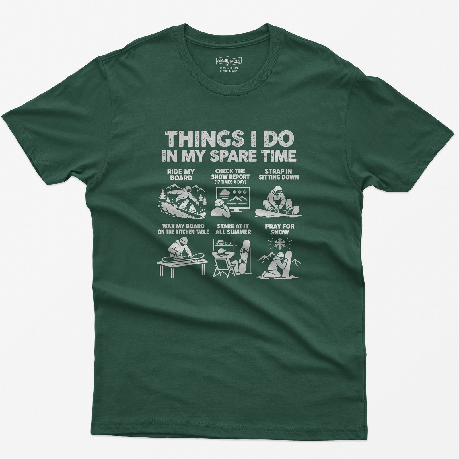 Snowboard spare time t-shirt in Forest Green