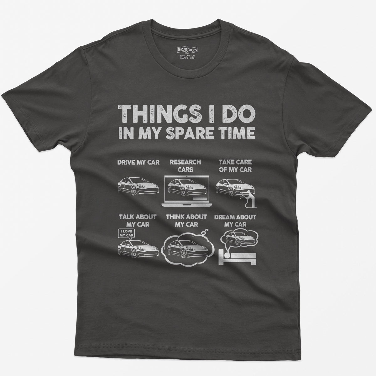Things I Do In My Spare Time Tesla Owner T-Shirt - Dark Heather