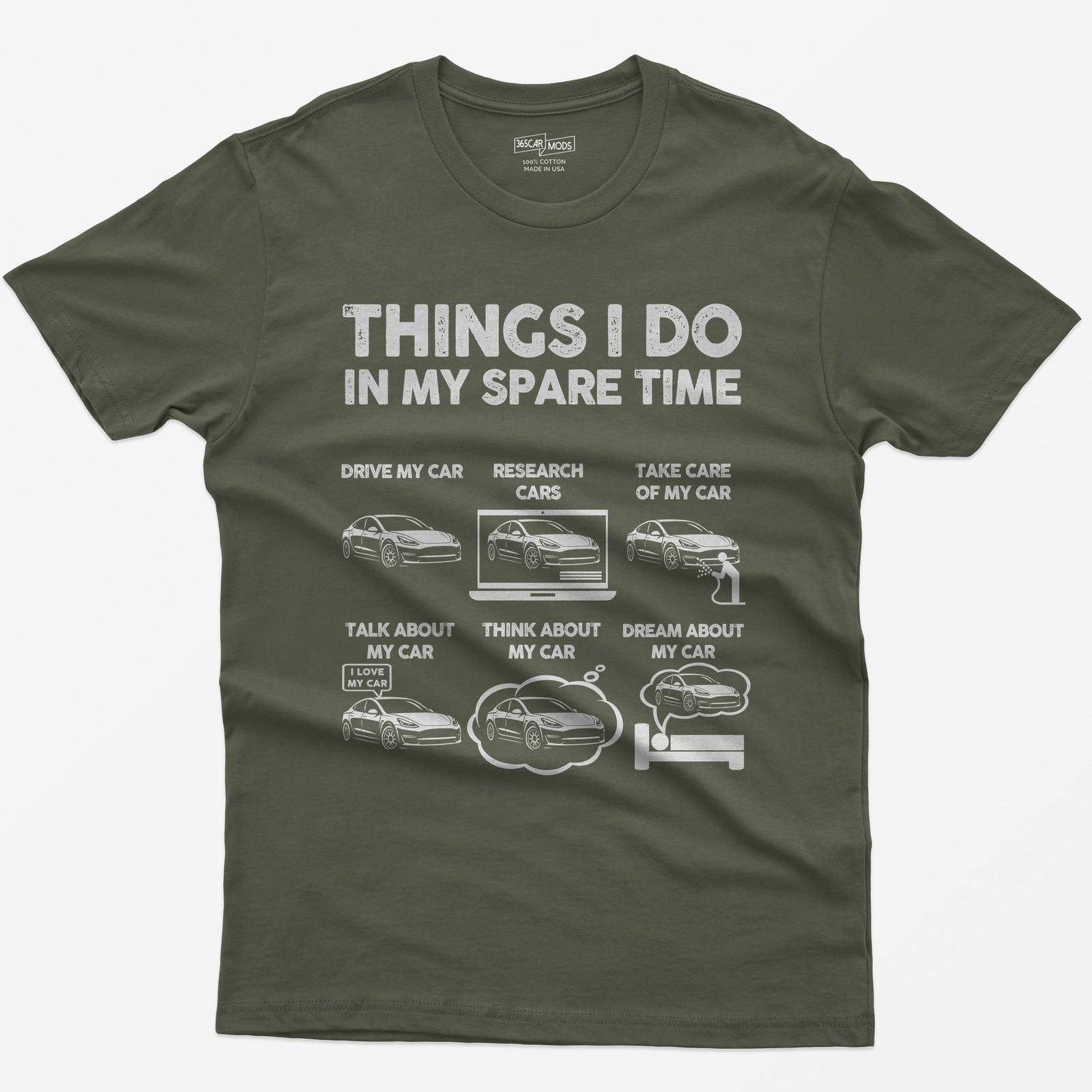 Things I Do In My Spare Time Tesla Owner T-Shirt - Military Green
