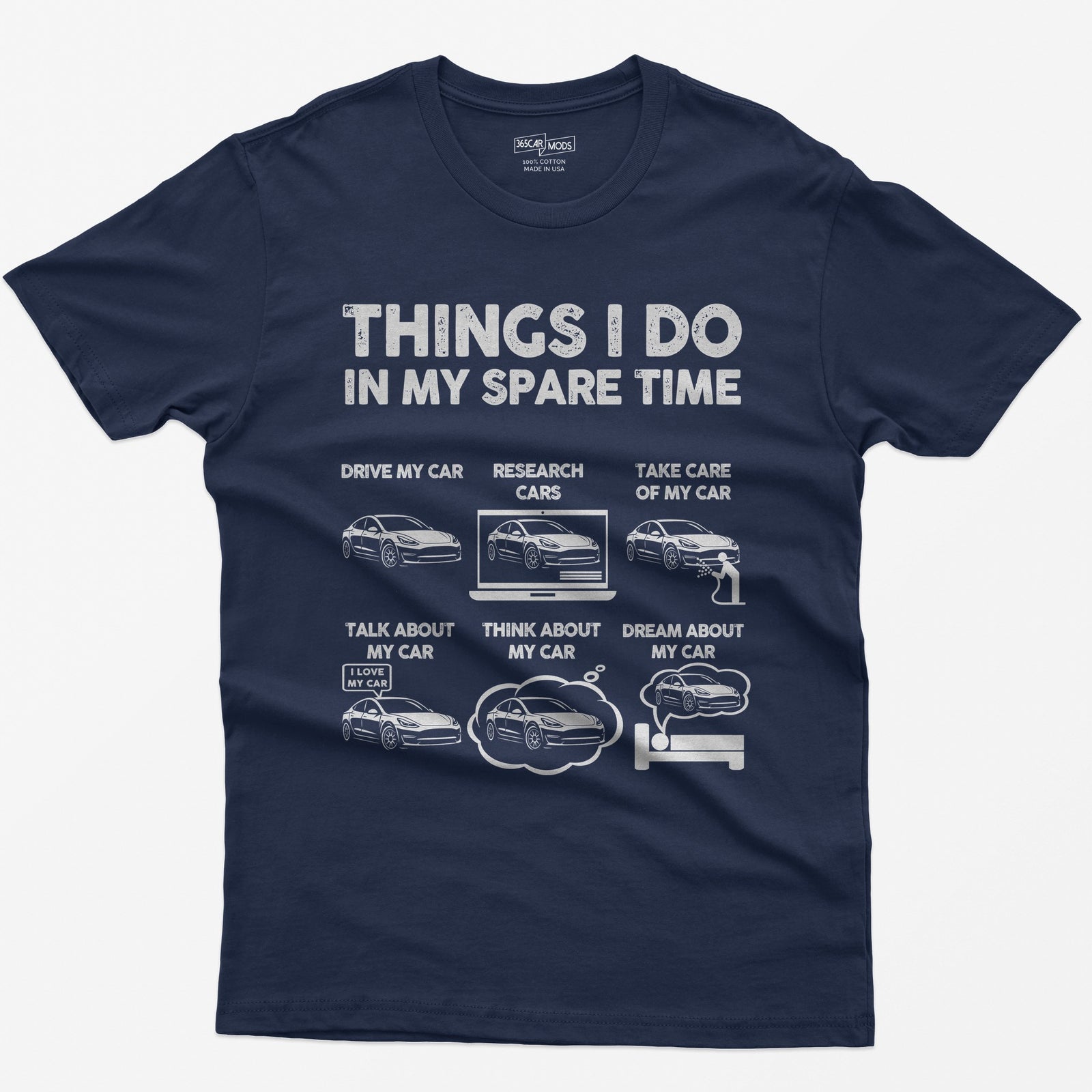 Things I Do In My Spare Time Tesla Owner T-Shirt - Navy