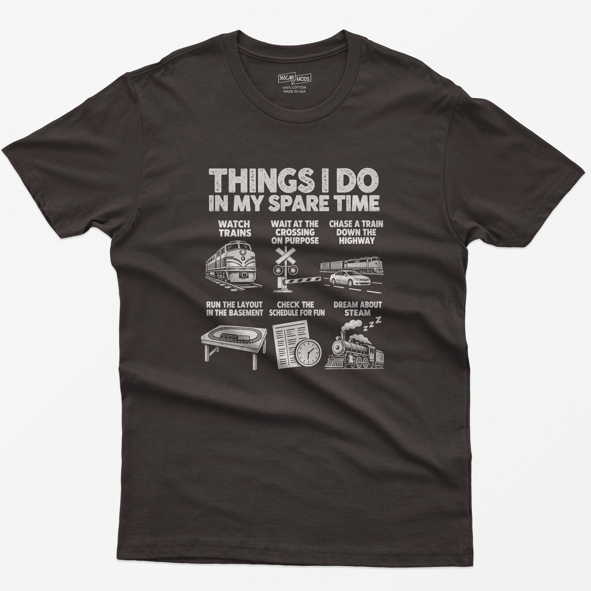 Things I Do In My Spare Time Train T-Shirt in Dark Chocolate