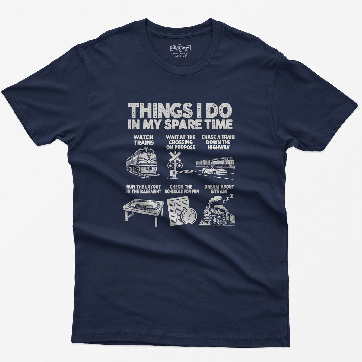 Things I Do In My Spare Time Train T-Shirt in Navy
