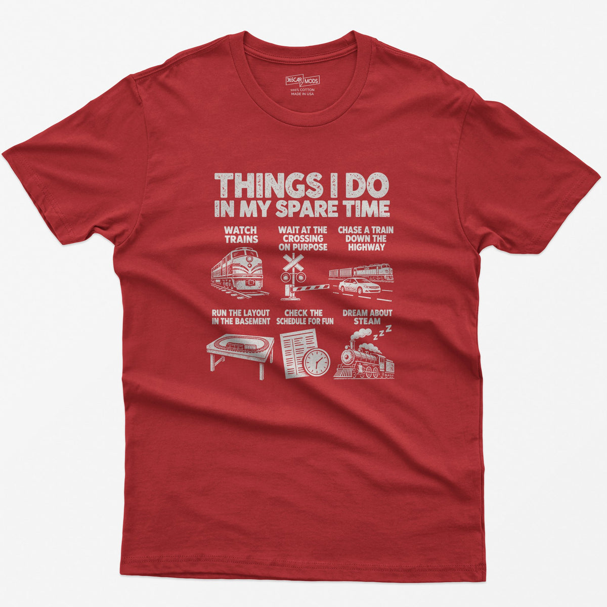 Things I Do In My Spare Time Train T-Shirt in Red