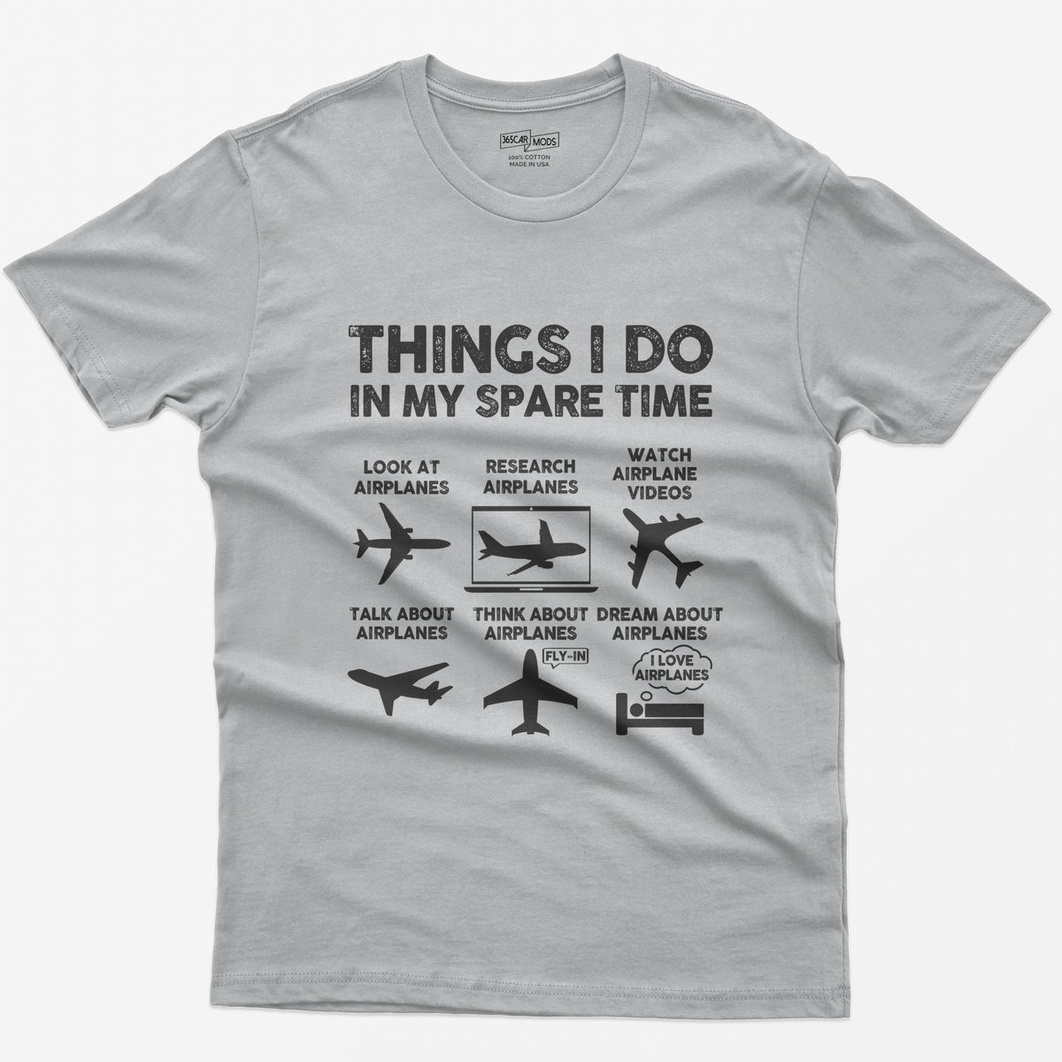 Things I Do in My Spare Time Aviation T-Shirt - Sport Grey