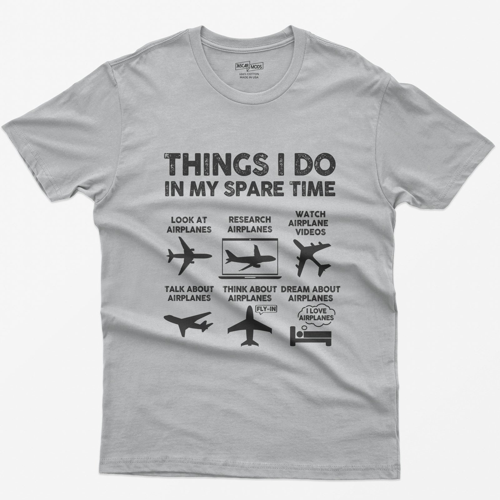 Things I Do in My Spare Time Aviation T-Shirt - Sport Grey