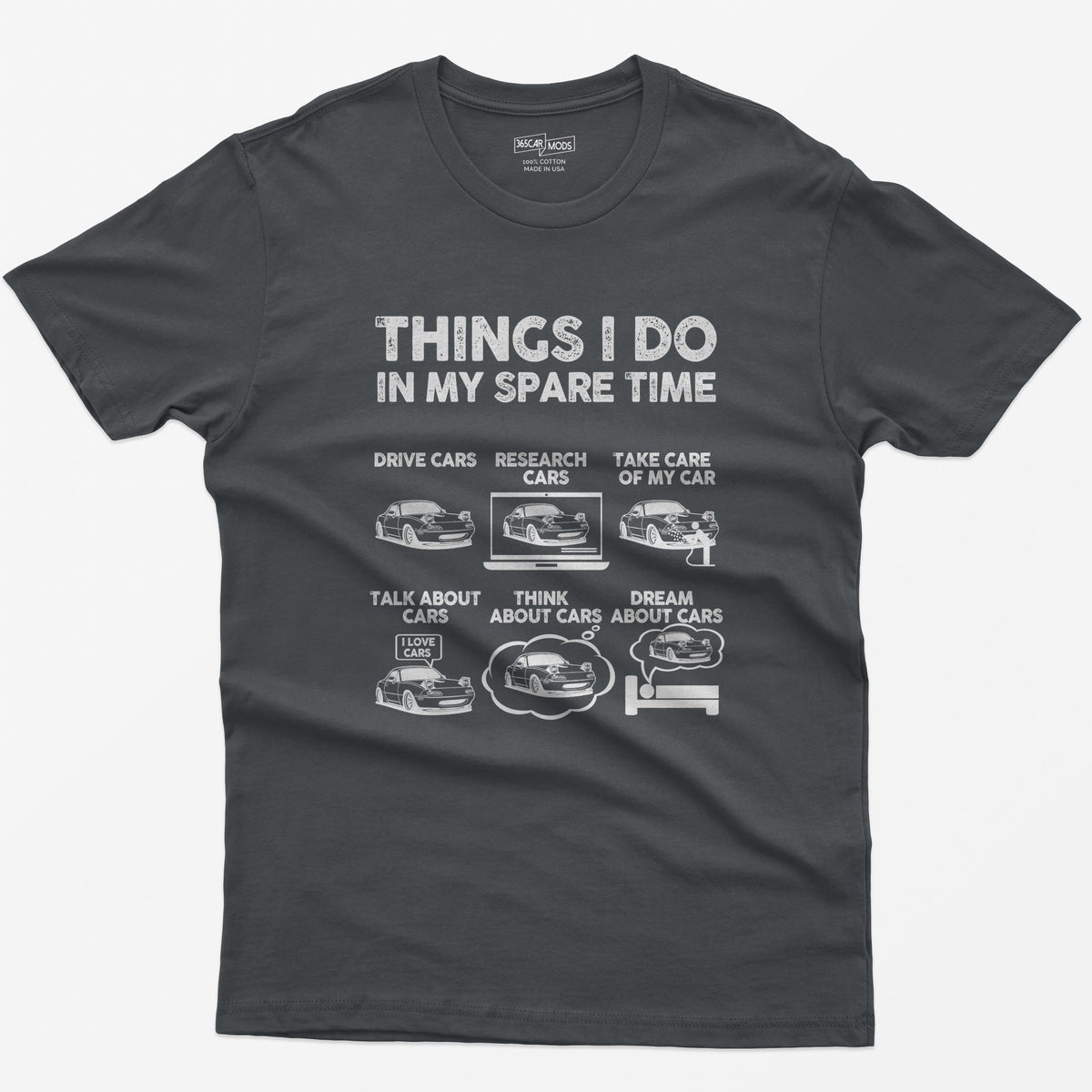 Things I Do in My Spare Time Car T-Shirt - Charcoal
