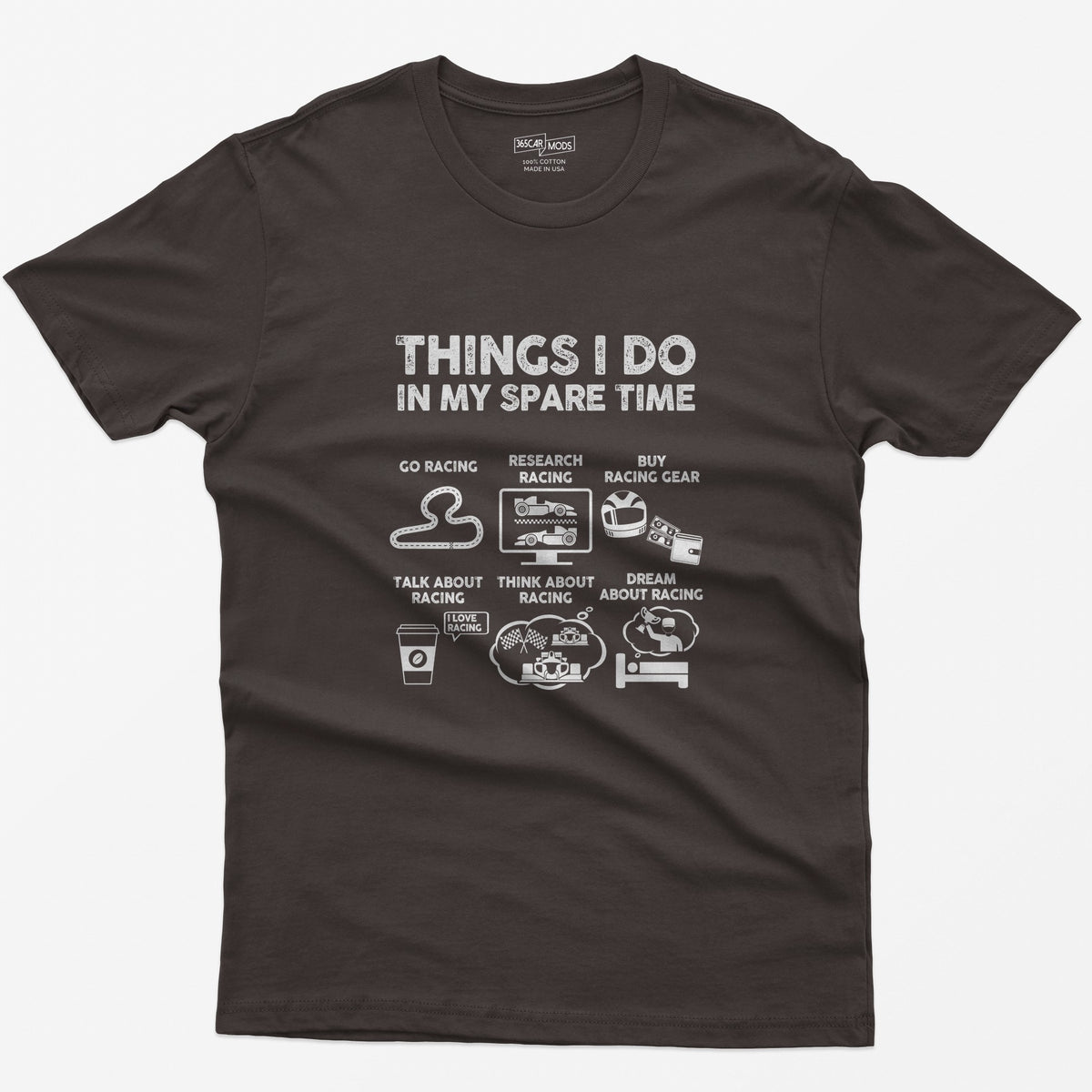 Things I Do in My Spare Time Racing T-Shirt - Dark Chocolate