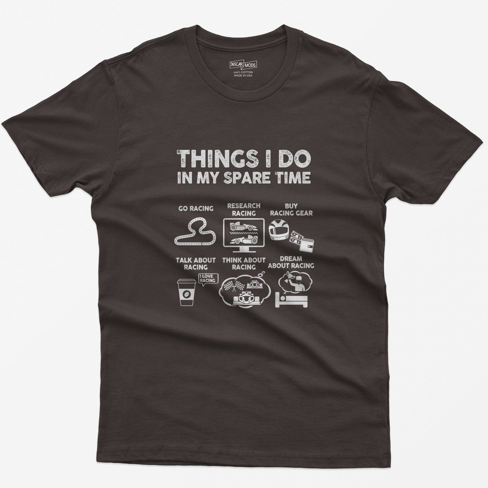 Things I Do in My Spare Time Racing T-Shirt - Dark Chocolate