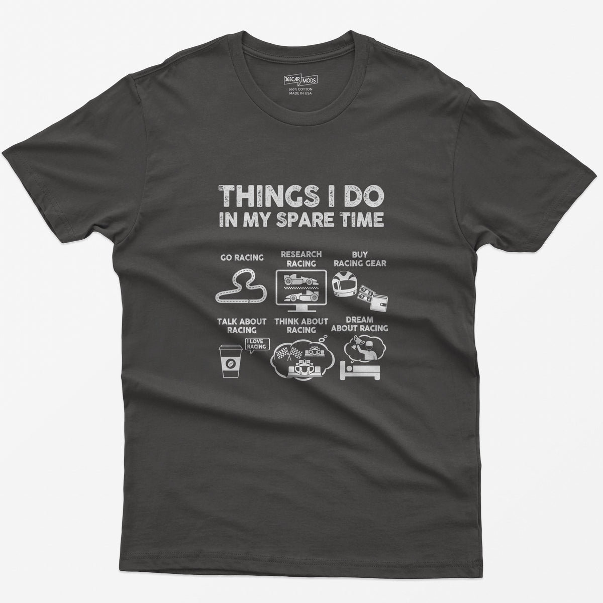 Things I Do in My Spare Time Racing T-Shirt - Dark Heather