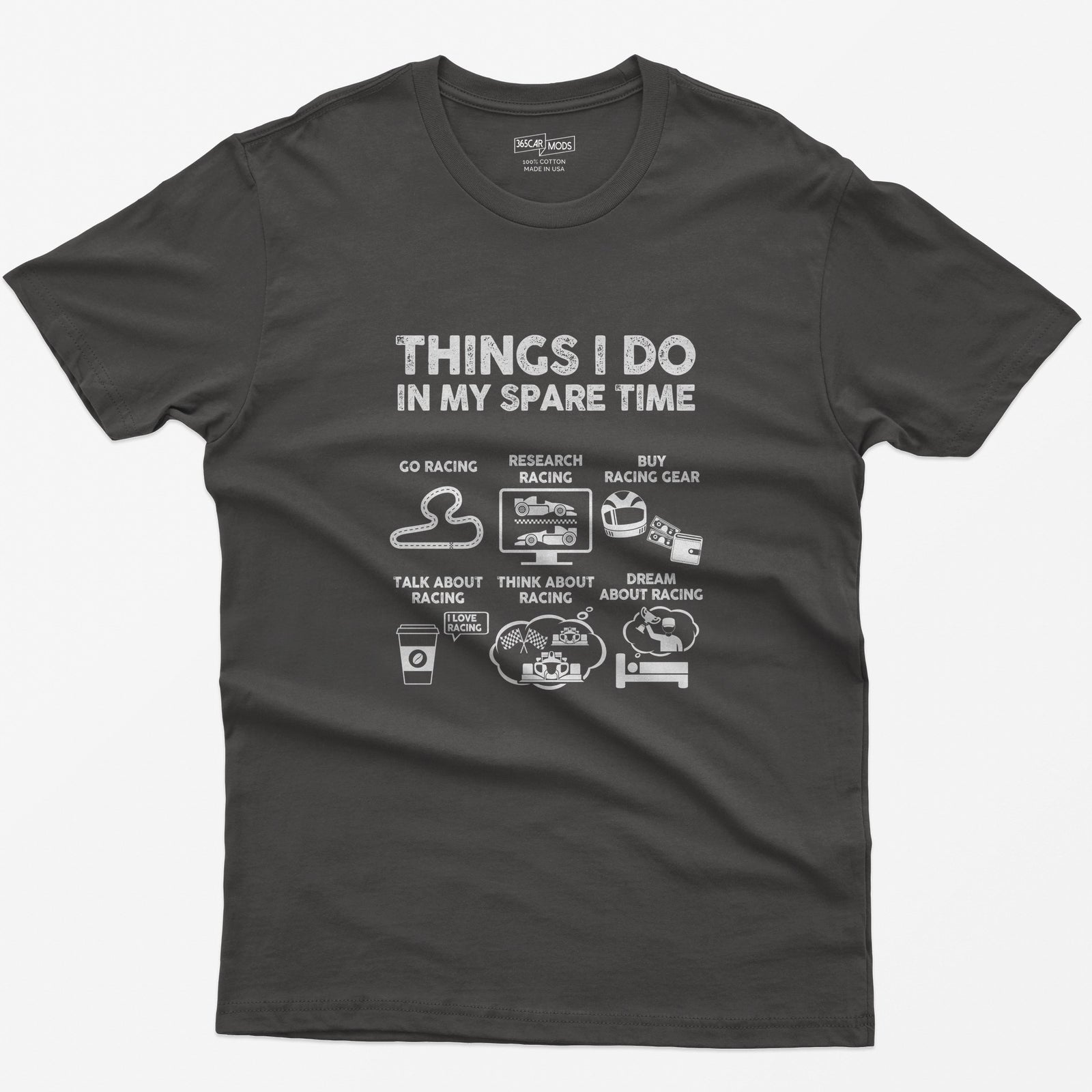 Things I Do in My Spare Time Racing T-Shirt - Dark Heather