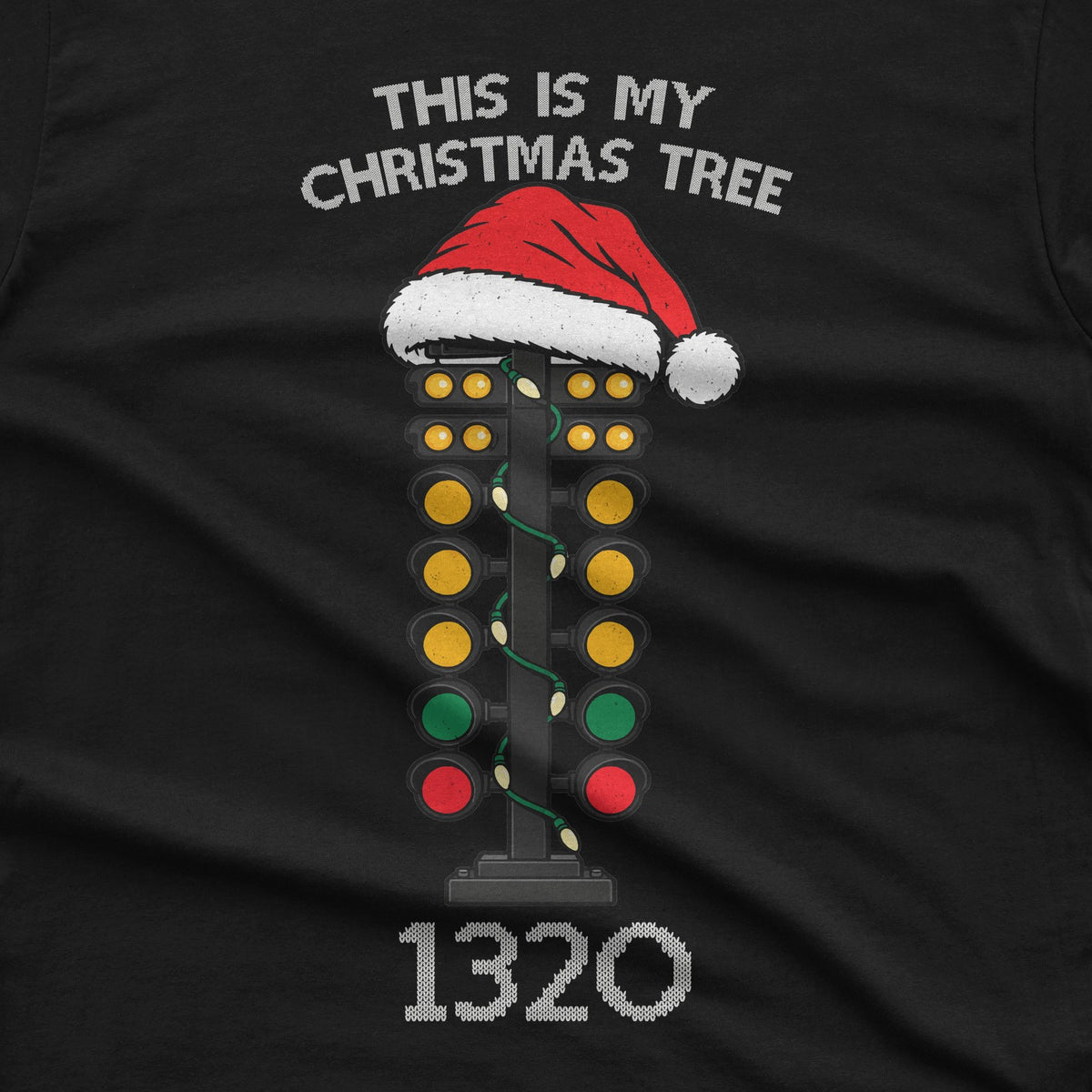 This Is My Christmas Tree Drag Racing T-Shirt design close-up
