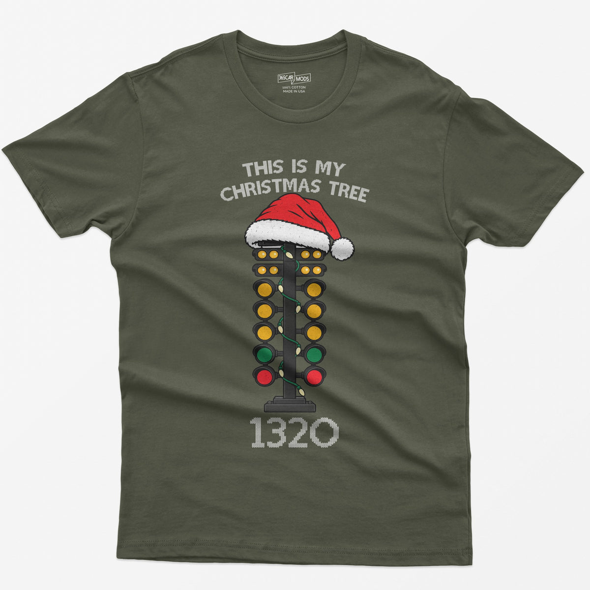 This Is My Christmas Tree Drag Racing T-Shirt - Military Green