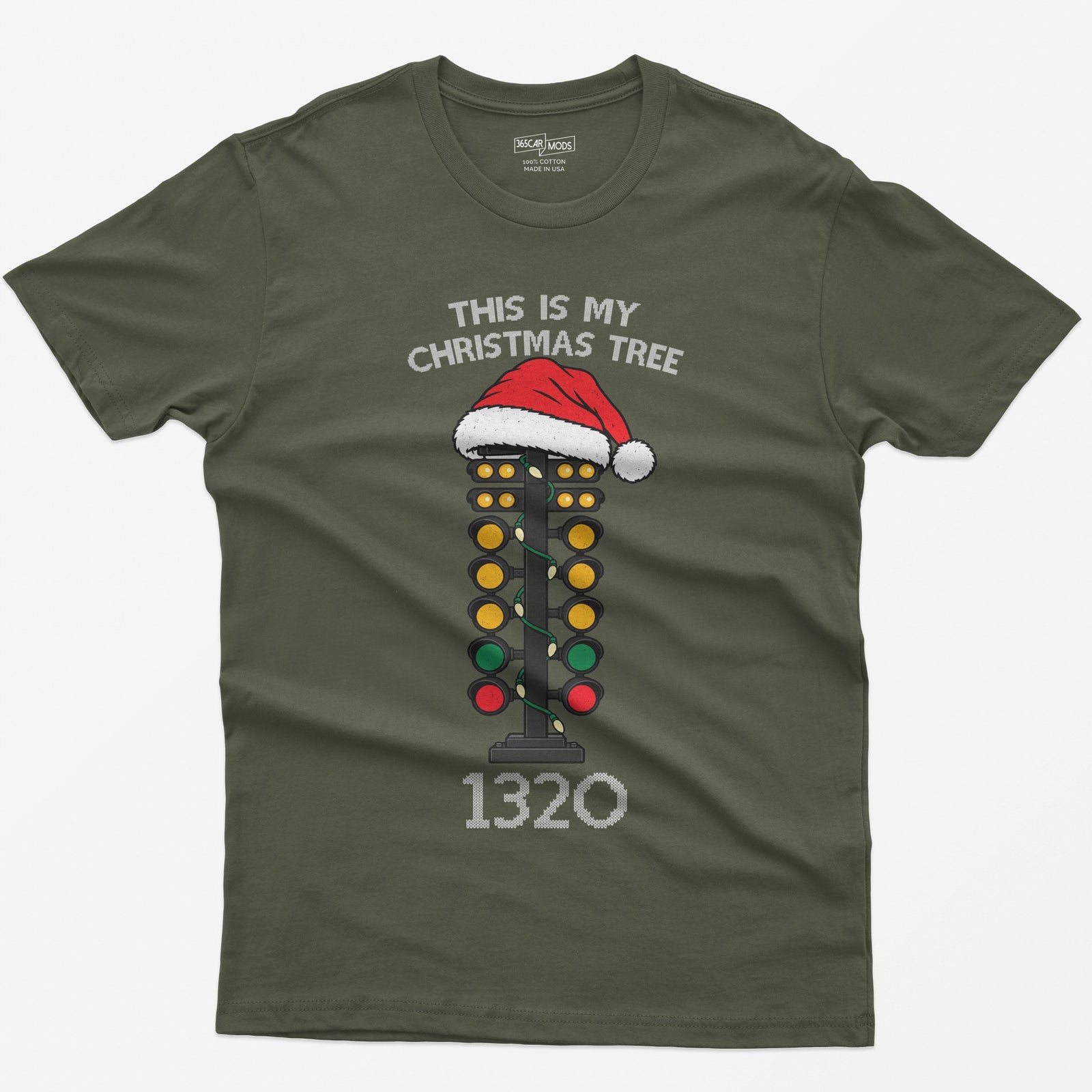 This Is My Christmas Tree Drag Racing T-Shirt - Military Green