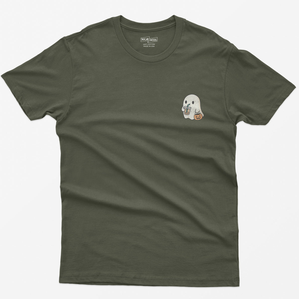 Tiny Ghost Boba T-Shirt - Military Green