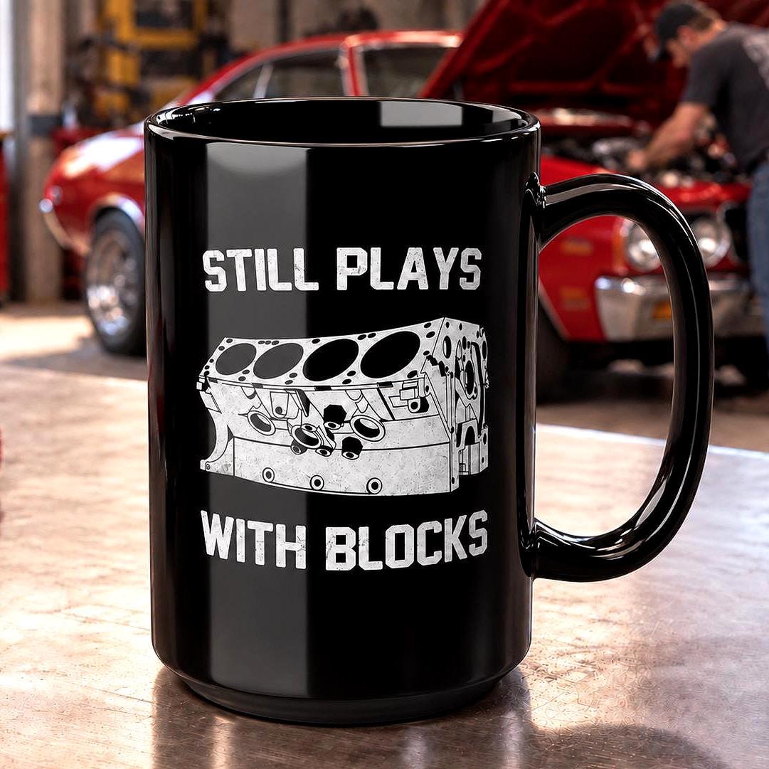 Still Plays With Blocks Coffee Mug - lifestyle photo
