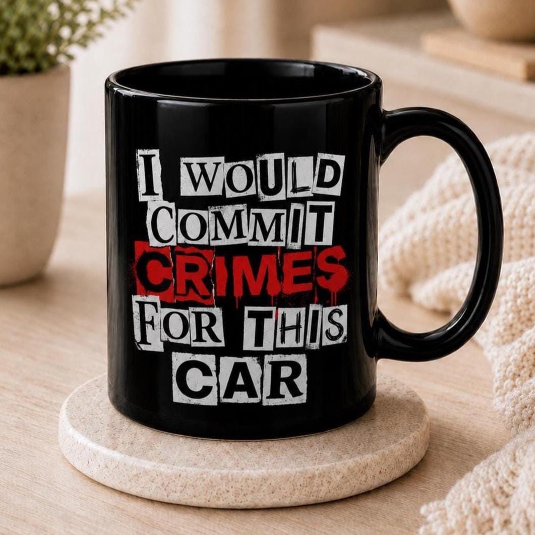 I Would Commit Crimes for This Car Mug - 15oz black coffee mug, angled view