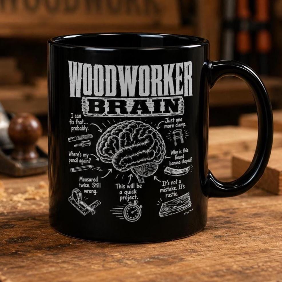 Woodworker Brain Coffee Mug - lifestyle photo