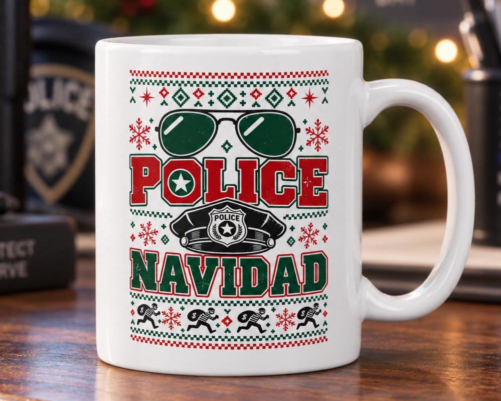 Police Navidad Coffee Mug - lifestyle photo