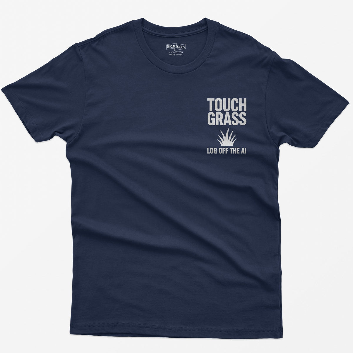 Touch Grass Log Off the AI T-Shirt - Navy