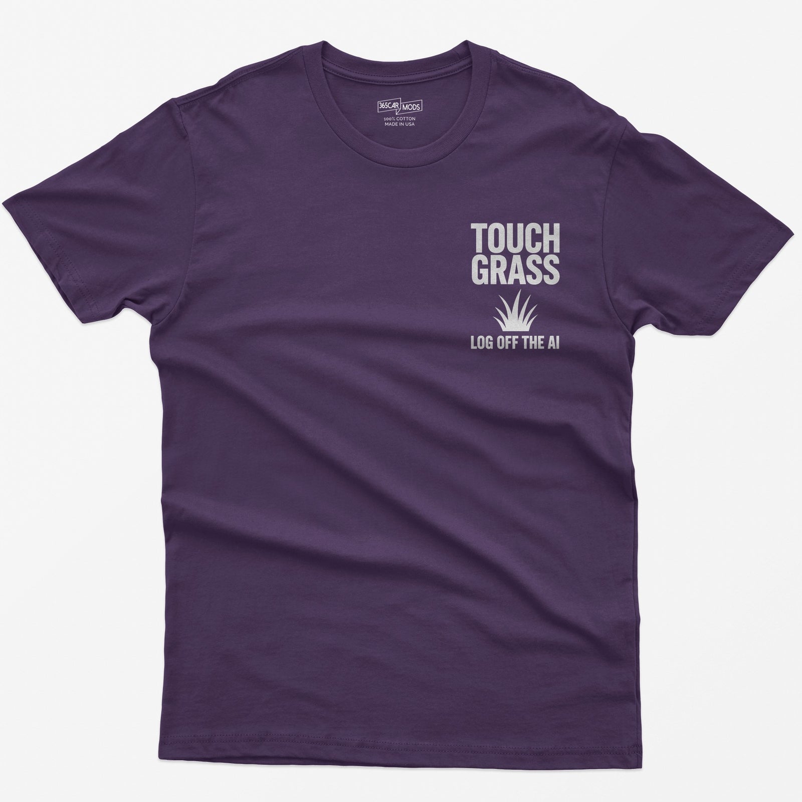 Touch Grass Log Off the AI T-Shirt - Purple