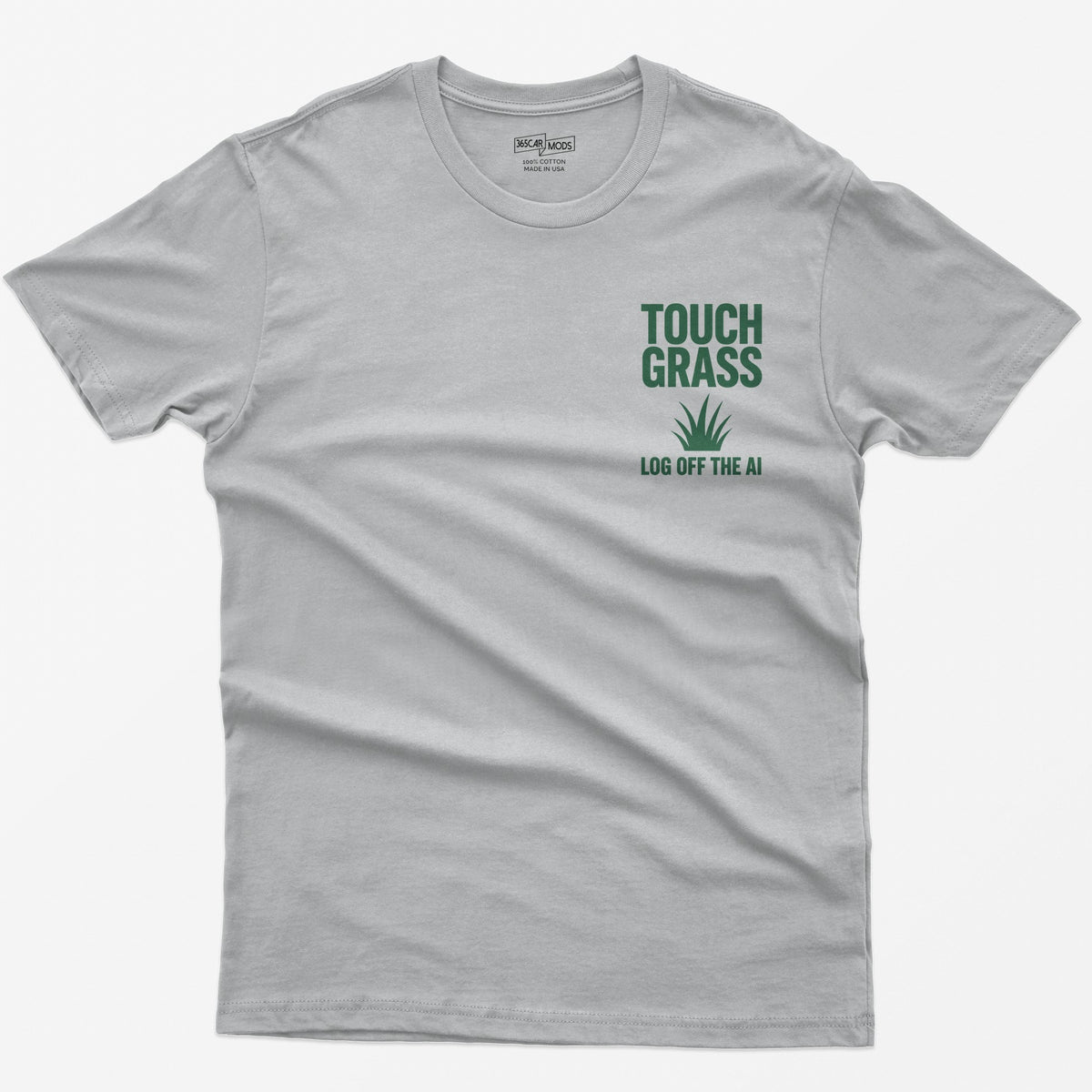 Touch Grass Log Off the AI T-Shirt - Sport Grey