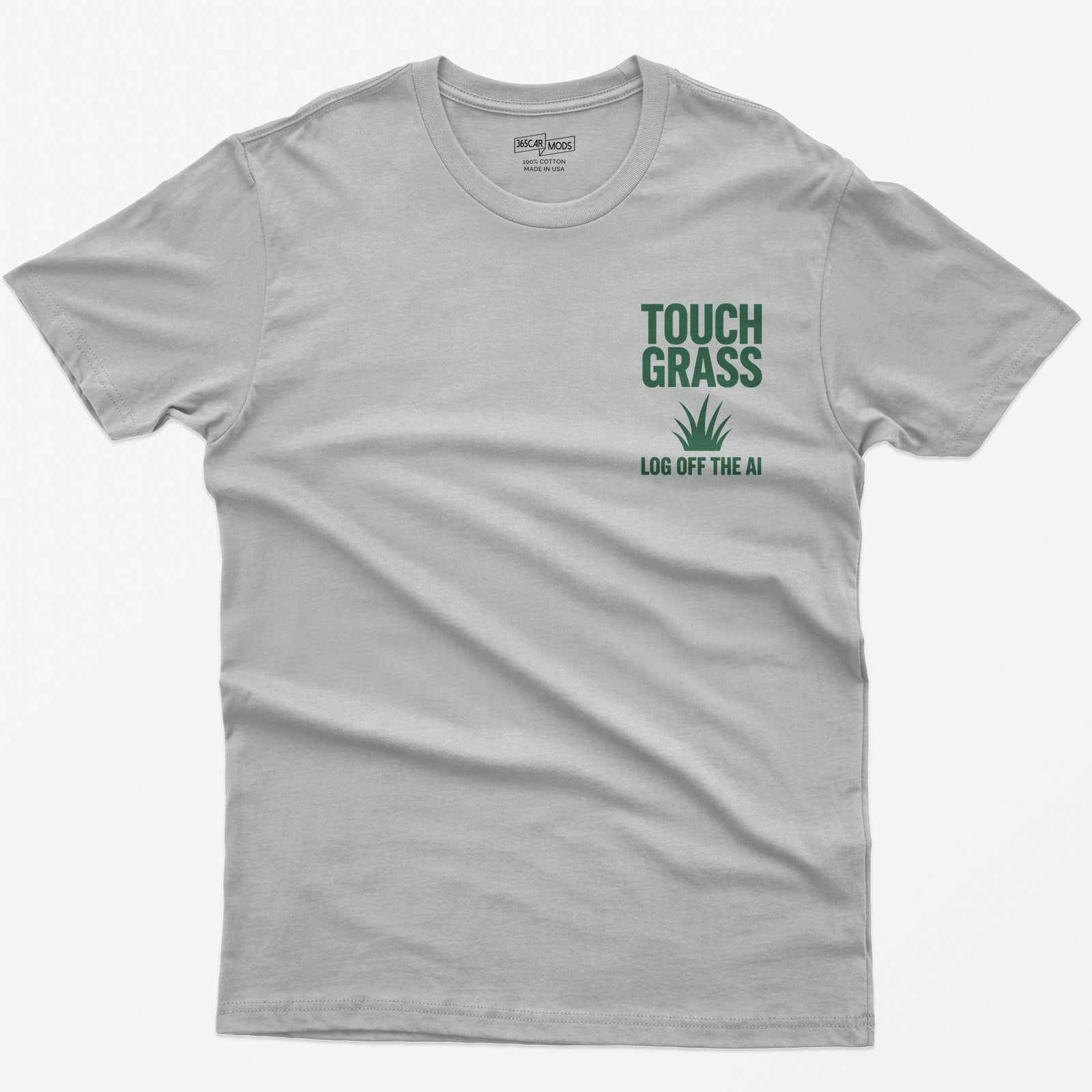 Touch Grass Log Off the AI T-Shirt - Sport Grey