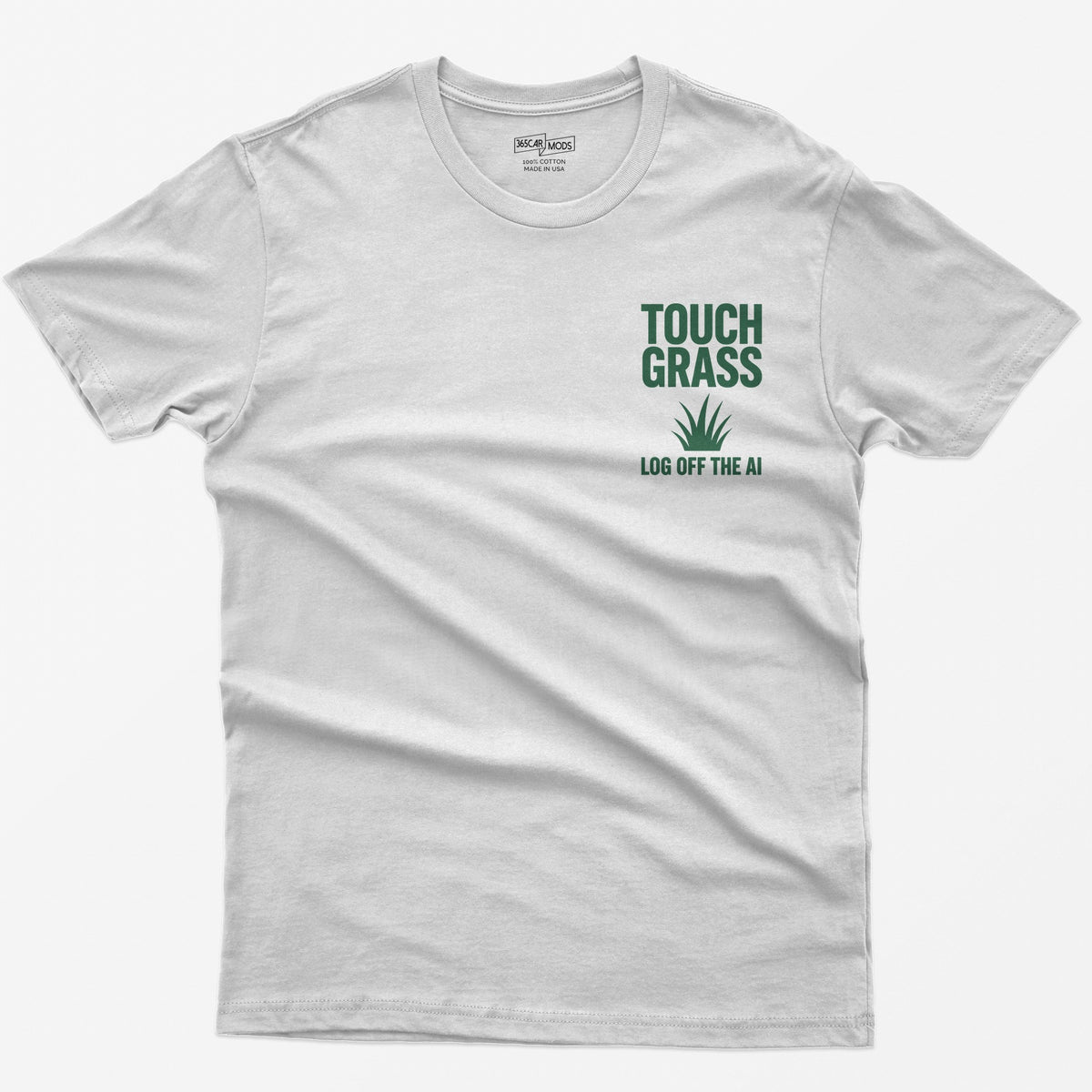 Touch Grass Log Off the AI T-Shirt - White