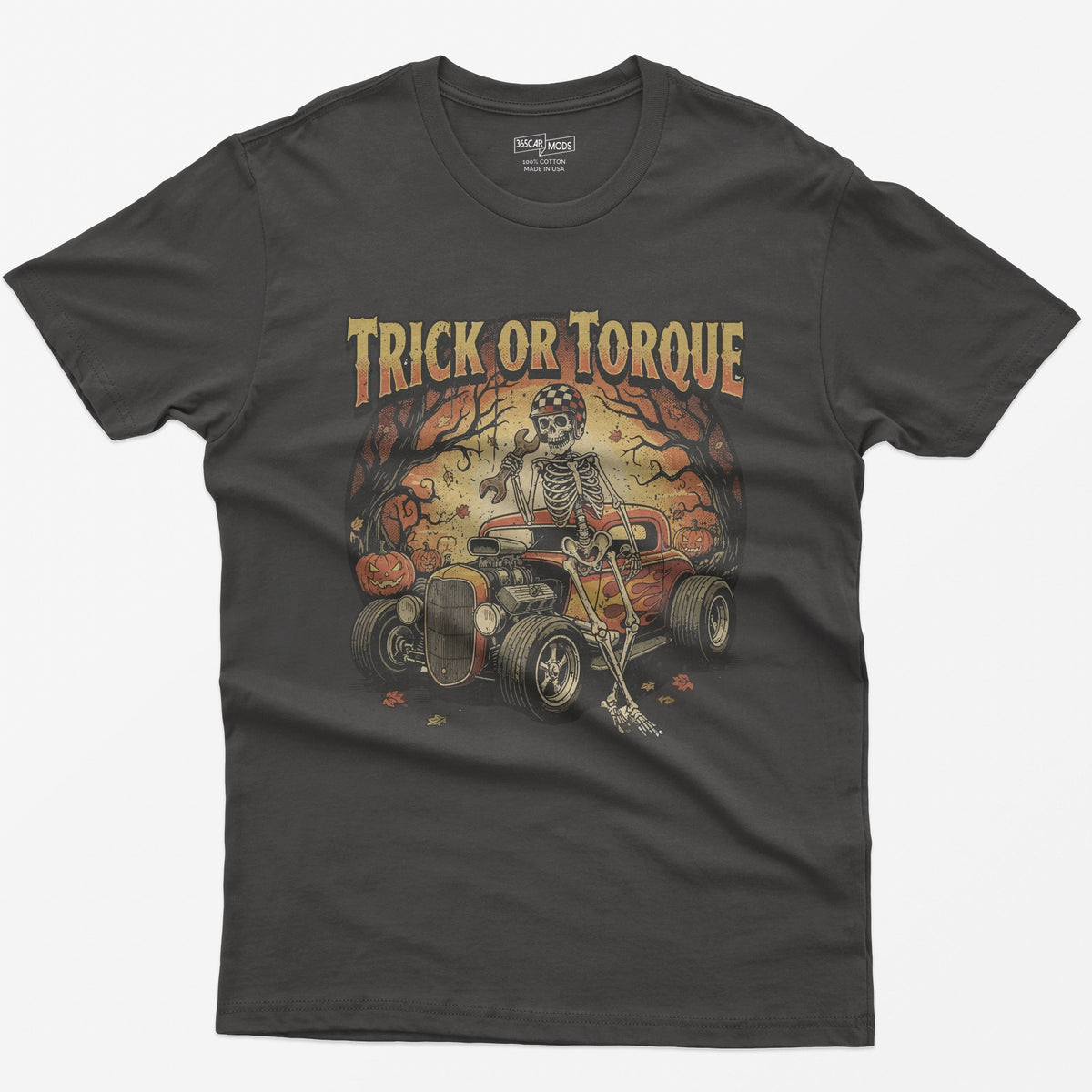 Trick or Torque Mechanic Skeleton T-Shirt - Dark Heather