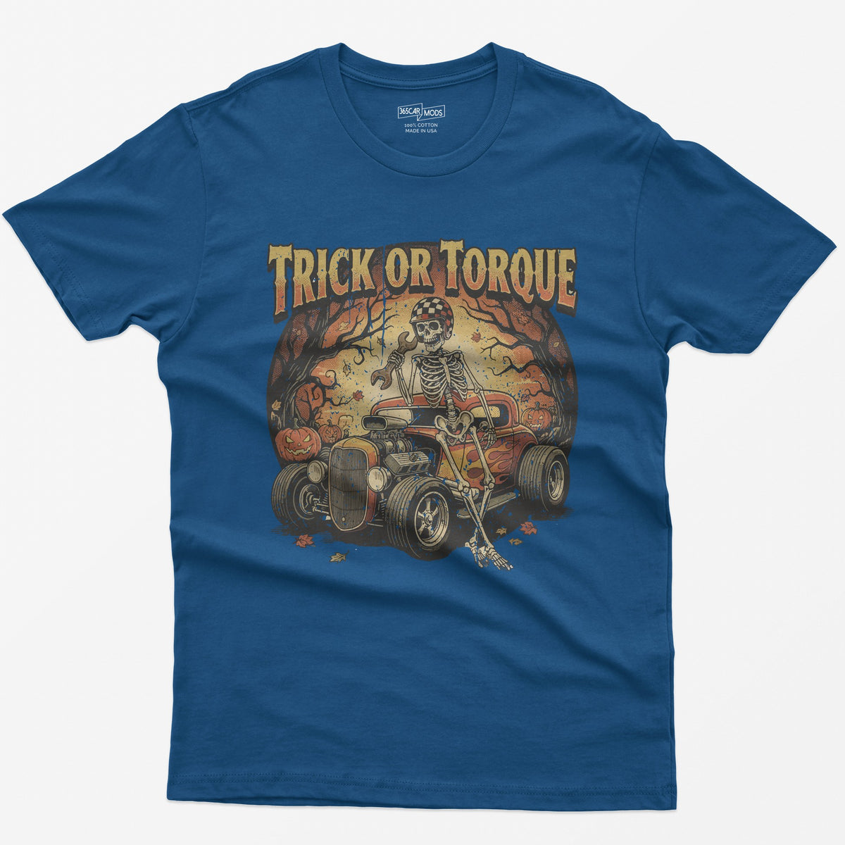 Trick or Torque Mechanic Skeleton T-Shirt - Royal
