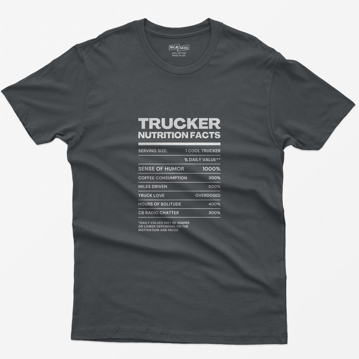 Trucker Nutrition Facts T-Shirt - Charcoal